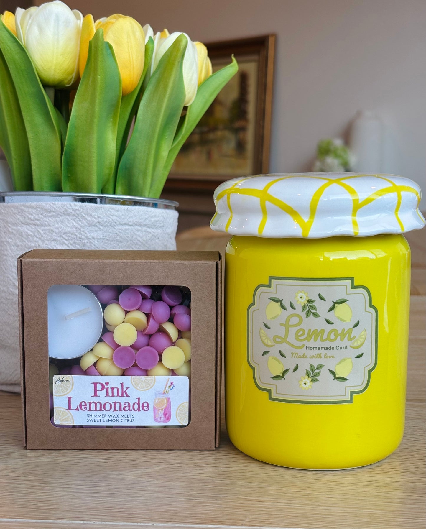 Lemon Jar Wax Warmer & Pink Lemonade Wax Melt Set