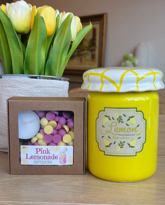 Lemon Jar Wax Warmer & Pink Lemonade Wax Melt Set